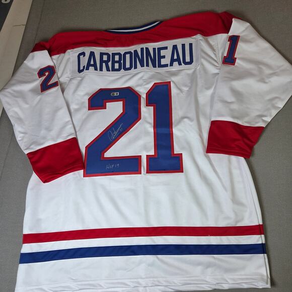 Guy Carbonneau Autographed Montreal Canadiens Jersey HOF 19 Beckett Witness - Picture 1 of 8